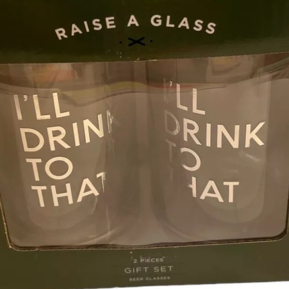 New “I'LL DRINK TO THAT” Two Can Shaped Beer Glass Gift Boxed Set 12 oz (71) - Picture 2 of 2